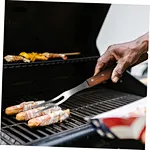 Bbq fork with wood handle